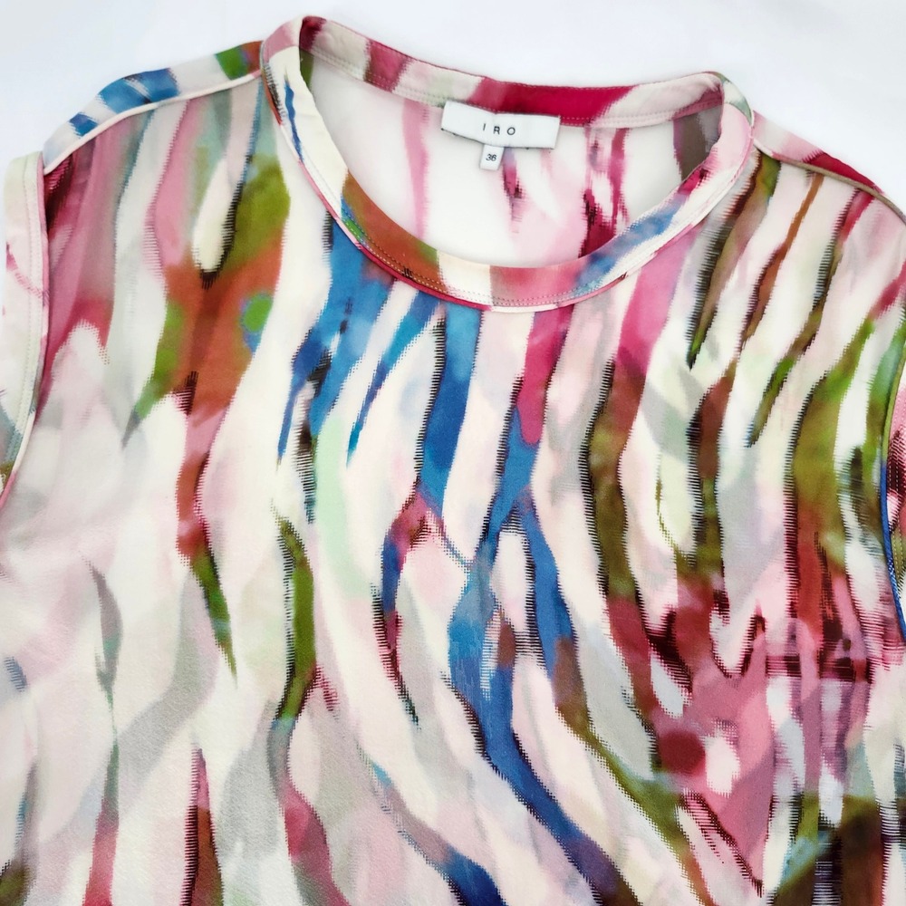 IRO Womens Shayla Silk Blend Zebra Top 36 (US 4) Bold Artsy Chic Contemporary
